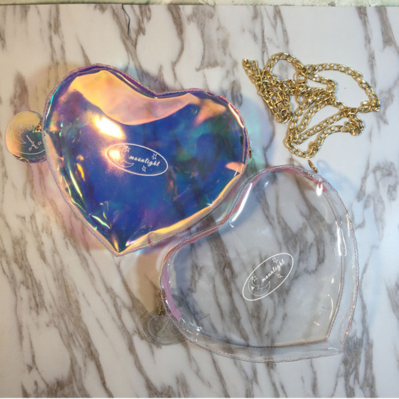 Holographic Heart Messenger Bag crossbody purse - Picture 4 of 4